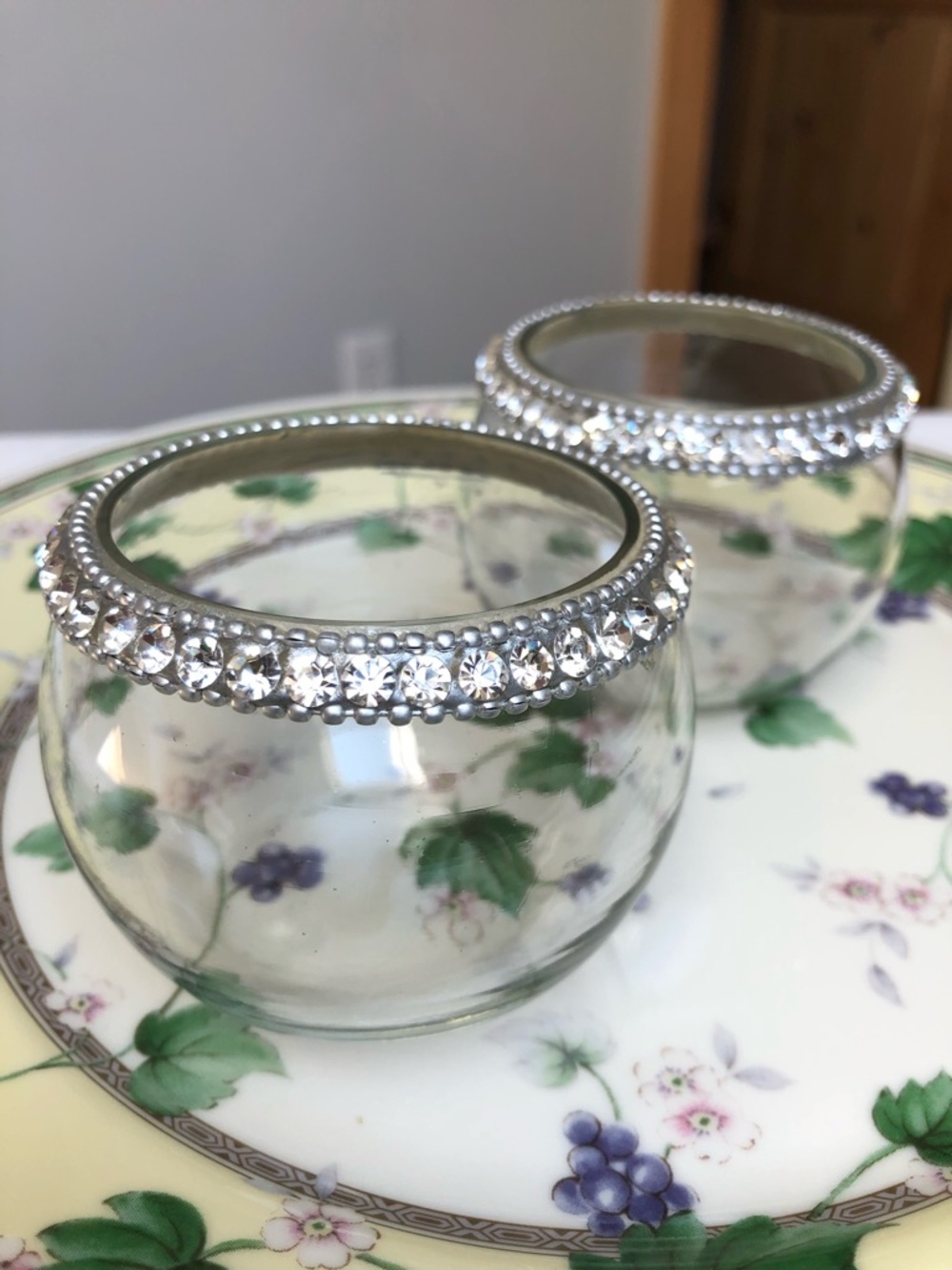 Glam Rhinestone Embellished Glass Votive Holders